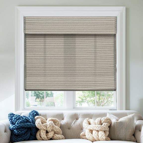 Keego Roman Shades for Windows Cordless Blackout Roman Window Shades Blinds 100% Natural Linen Hand-Made Roman Shade - Gray (with Lining, Block 40%-50% Light) - 31"W x 60"H