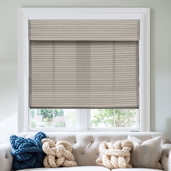 Keego Roman Shades for Windows Cordless Blackout Roman Window Shades Blinds 100% Natural Linen Hand-Made Roman Shade - Gray (with Lining, Block 40%-50% Light) - 57"W x 72"H