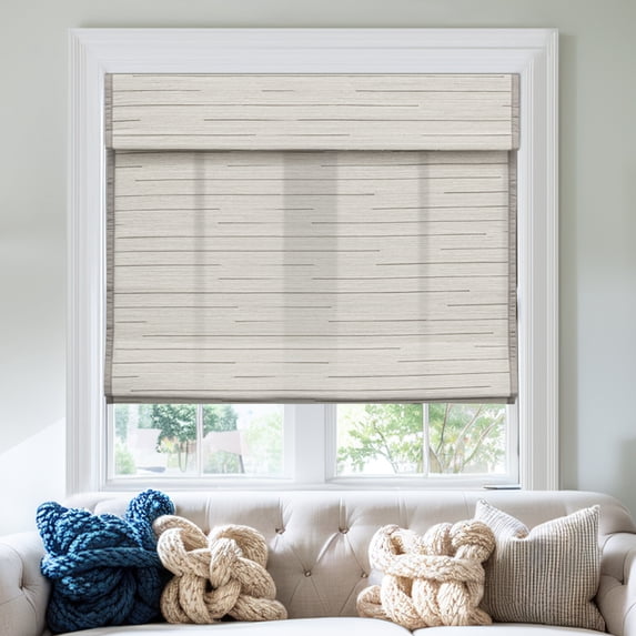 Keego Roman Shades for Windows Cordless Blackout Roman Window Shades Blinds 100% Natural Linen Hand-Made Roman Shade - LightGray (with Lining, Block 40%-50% Light) - 44"W x 48"H