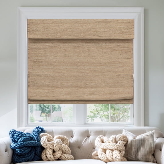 Keego Roman Shades for Windows Cordless Blackout Roman Window Shades Blinds 100% Natural Linen Hand-Made Roman Shade - Yellow (with Lining, Block 60%-90% Light) - 40"W x 48"H