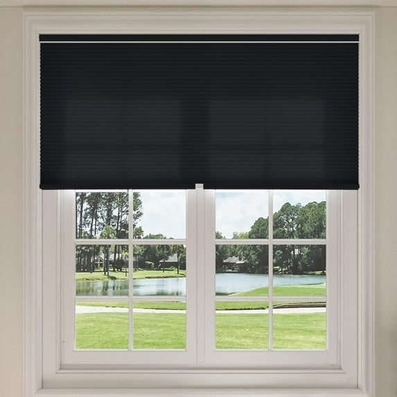 Keego Shades Cordless Cellular Blinds Double Single Cell Light Filtering Window Blinds Premium Honeycomb Shades Thermal Insulated Blinds (Black-Light Filtering, 13"W x 48"H)