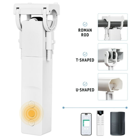 Keego Smart Curtain Robot, Curtain Opener for Roman/U/T Rails, Wi-Fi Curtain Opener with App/Timer, compatible with Alexa, Google Home, HomeKit Electric Curtains Controller with Remote