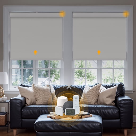 Keego Smart Motorized Roller Shades Work with Wi-Fi Intelligent Sensor Shades with Remote Window Blinds work with Alexa Google for Smart Home Office,55"Wx60"H(White, Blackout)