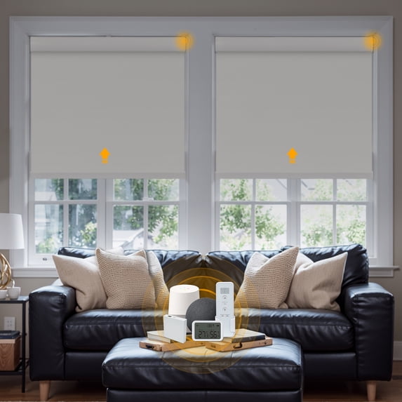 Keego Smart Motorized Roller Shades Work with Wi-Fi Intelligent Sensor Shades with Remote Window Blinds work with Alexa Google for Smart Home Office,67"Wx68"H(White, Blackout)