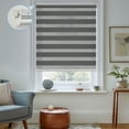 thumbnail image 1 of Keego No Tools No Drill Cordless Zebra Roller Blinds Blackout Dual Layer Roller Shades Privacy Zebra Windows Shades Zebra Blinds for Windows - Charcoal, 48"W x 40"H, 1 of 8