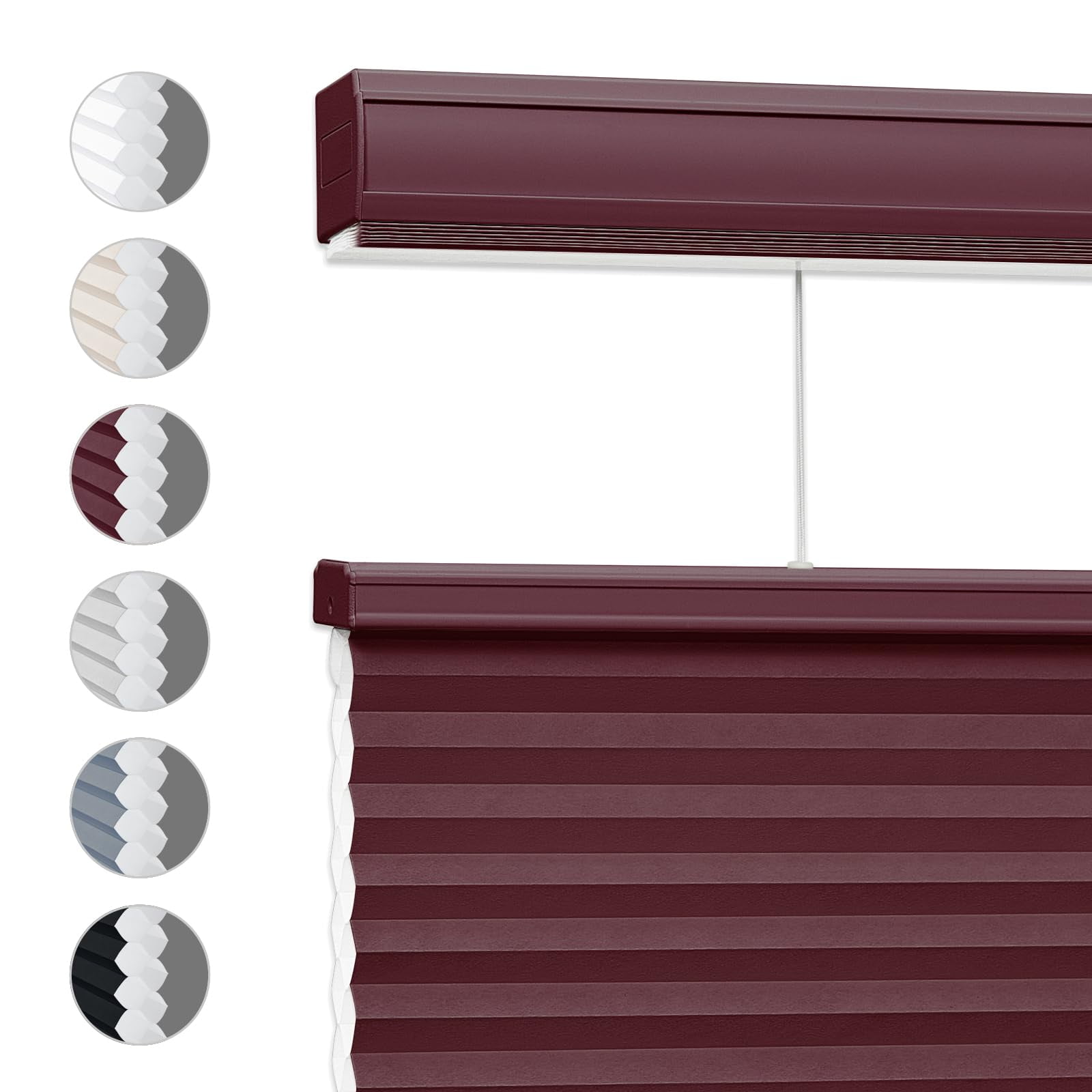 Keego Top Down Bottom Up Shades Cordless Cellular Blindss Double Single Cell Window Blinds Light Filtering Honeycomb Shades Thermal Insulated Blinds(Bordeaux-Light Filtering, 52"W x 48"H)