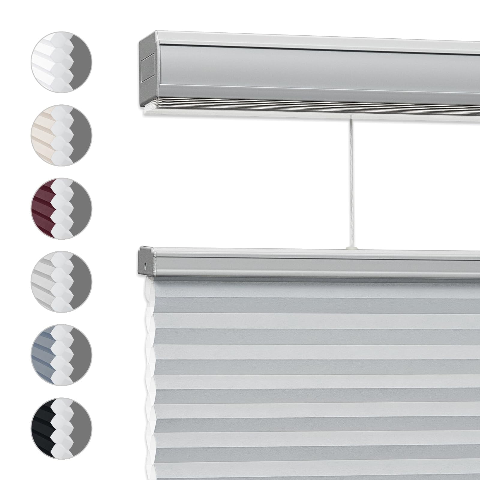 Keego Top Down Bottom Up Shades Cordless Cellular Blindss Double Single Cell Window Blinds Light Filtering Honeycomb Shades Thermal Insulated Blinds(Gray Sheen-Light Filtering, 51"W x 78"H)