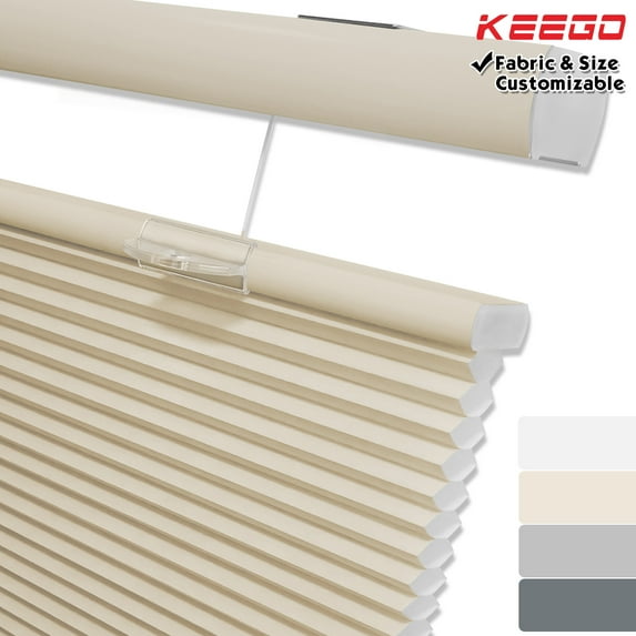 Keego Top Down Bottom Up Cellular Shades Cordless Honeycomb Blinds for Windows Light Filtering Creamy Color 48.5"w x 66.0"h