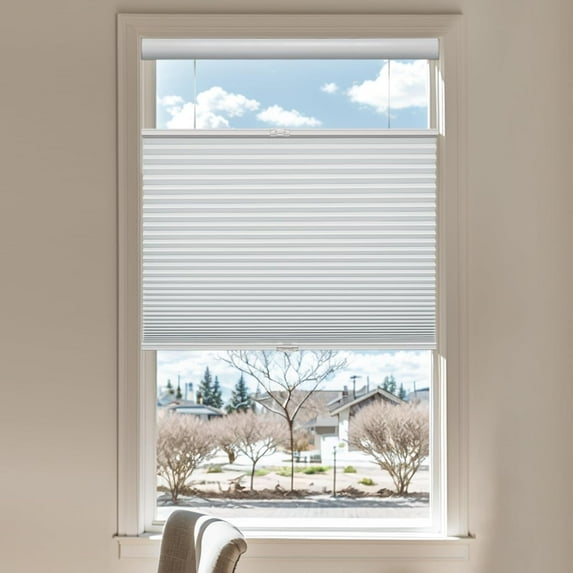 Keego Top Down Bottom Up Shades 45mm Single Cell Window Blinds Cordless Cellular Blinds Pull Down Honeycomb Shades Thermal Insulated Blinds (Cotton-Blackout, 53"W x 78"H)