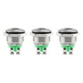 thumbnail image 1 of Keegwa (3 PCS) 16MM Momentary Push Button Switch Metal Waterproof Stainless Steel 12V 24V 36V DC 110V 250V AC 5A 1NO SPST (Domed), 1 of 6