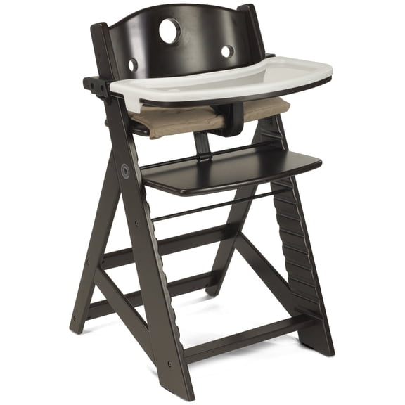 Height Right High Chair - Safe, comfortable seat children, adjustable wood high chair is ideal for children aged 6 mos. to 3 years- ESPRESSO