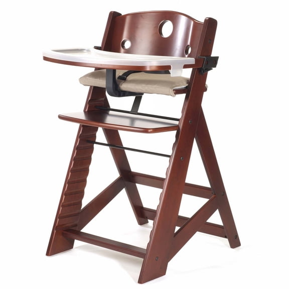 Height Right High Chair with Infant Insert - Safe, comfortable seat children, adjustable wood high chair is ideal for children aged 6 mos. to 3 years- MAHOGANY