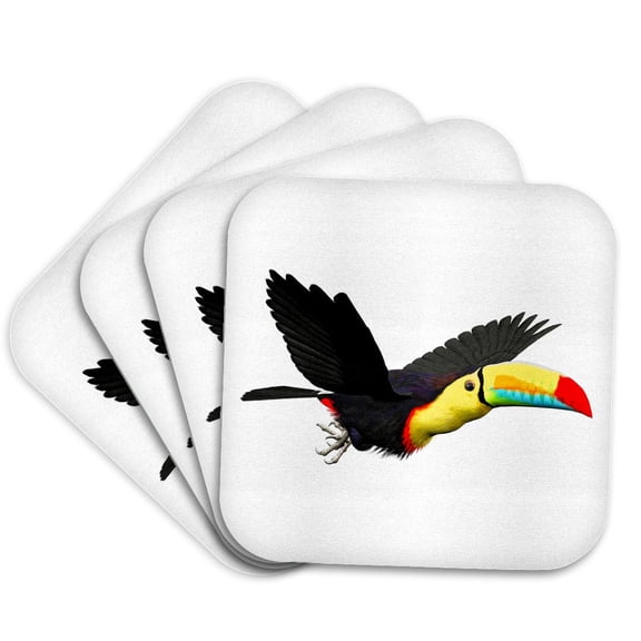 3drose, Keel Bill Toucan Bird, Set of 4 Coasters - Soft
