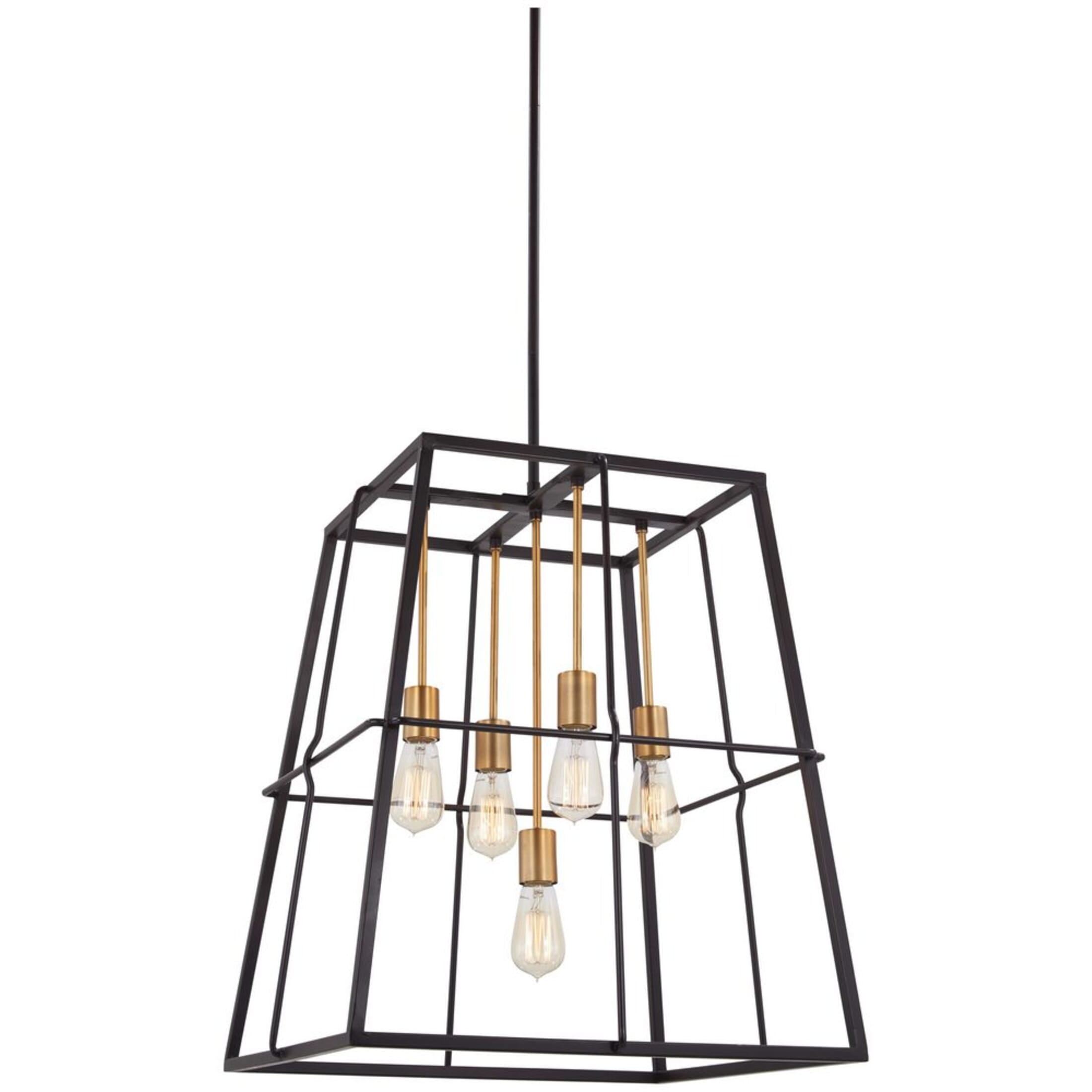 Transitional Keeley Calle Oversized Pendant in Painted Bronze and Brushed Brass