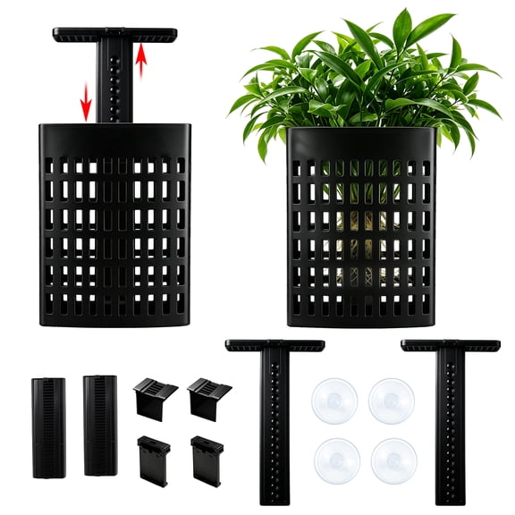 Keelian Aquarium Hanging Basket, Fish Tank Plant Holder & Tool Storage for Fish Nets, Tweezers, Aquatic Plants & Supplies, Black