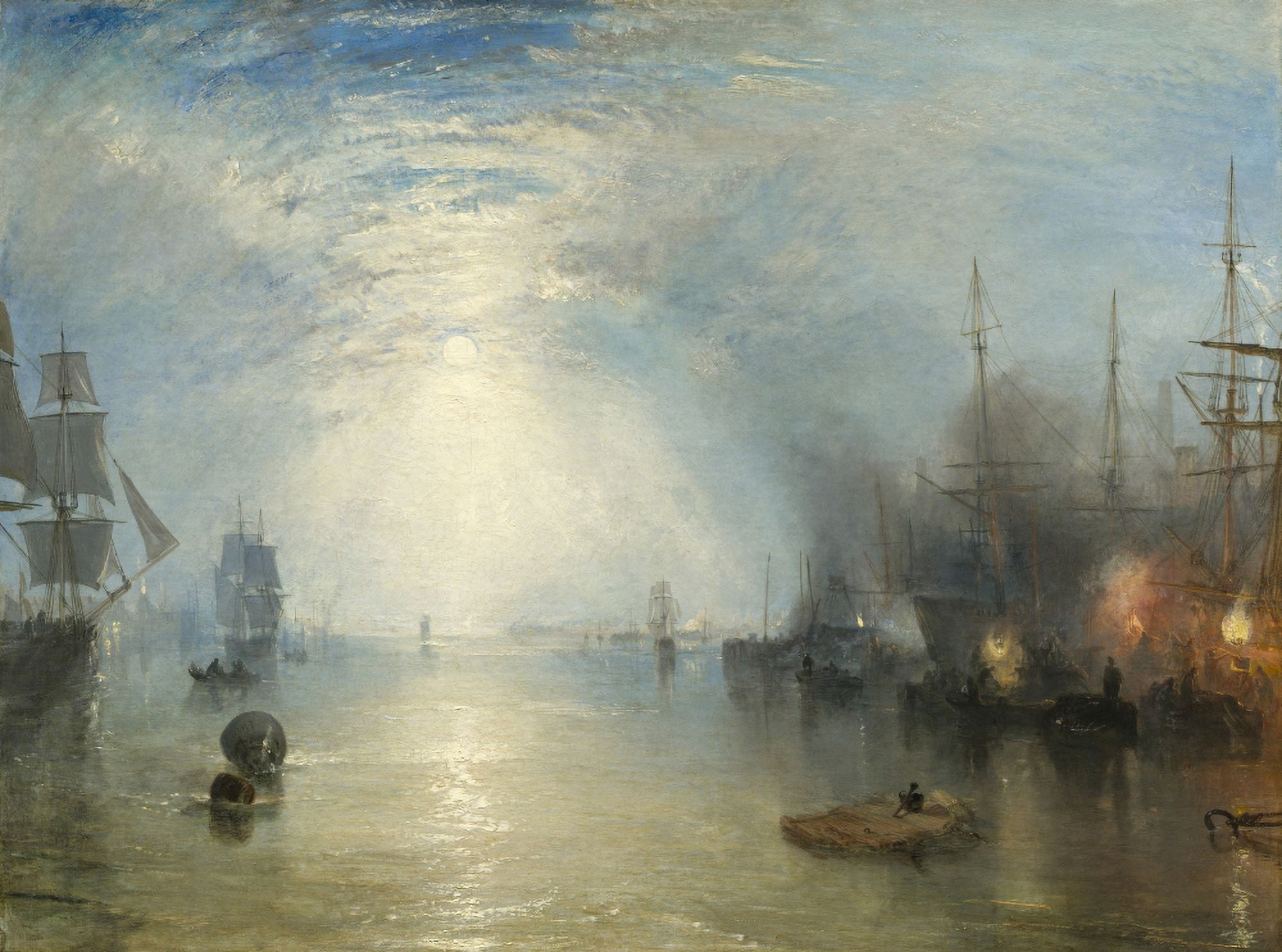 Keelmen Heaving In Coals By Moonlight Canvas Art - (36 x 24)