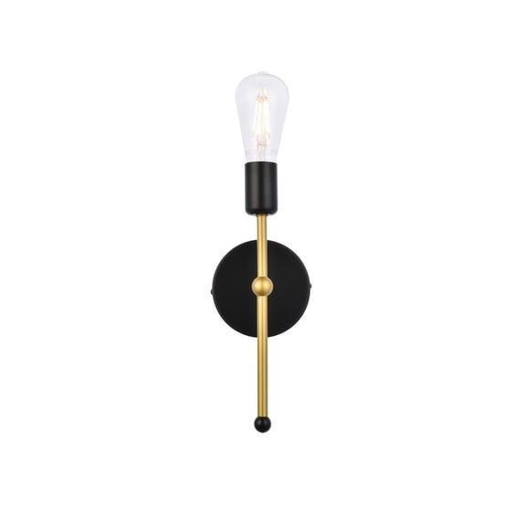 Keely 1 light black and brass wall sconce
