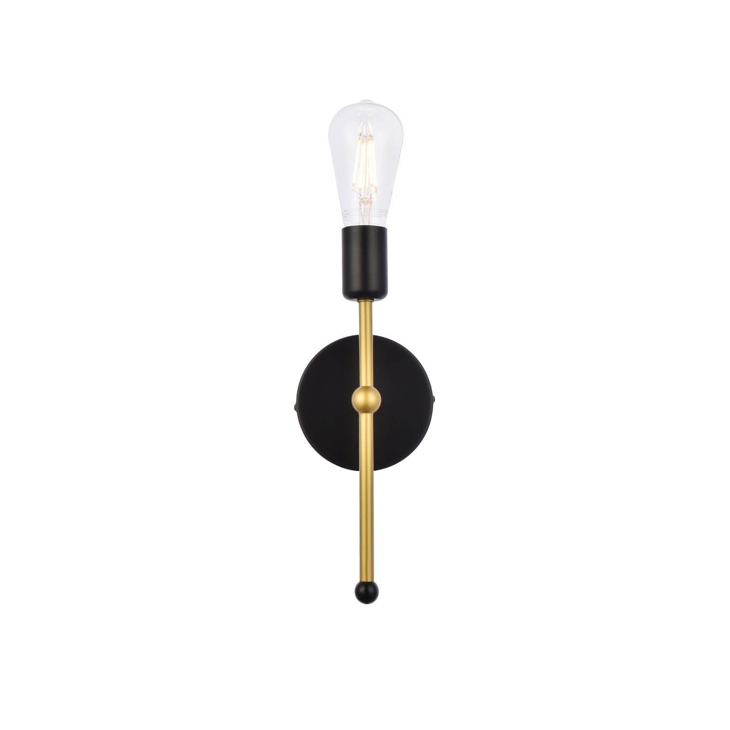 Keely Black and Brass Dimmable Iron Wall Sconce