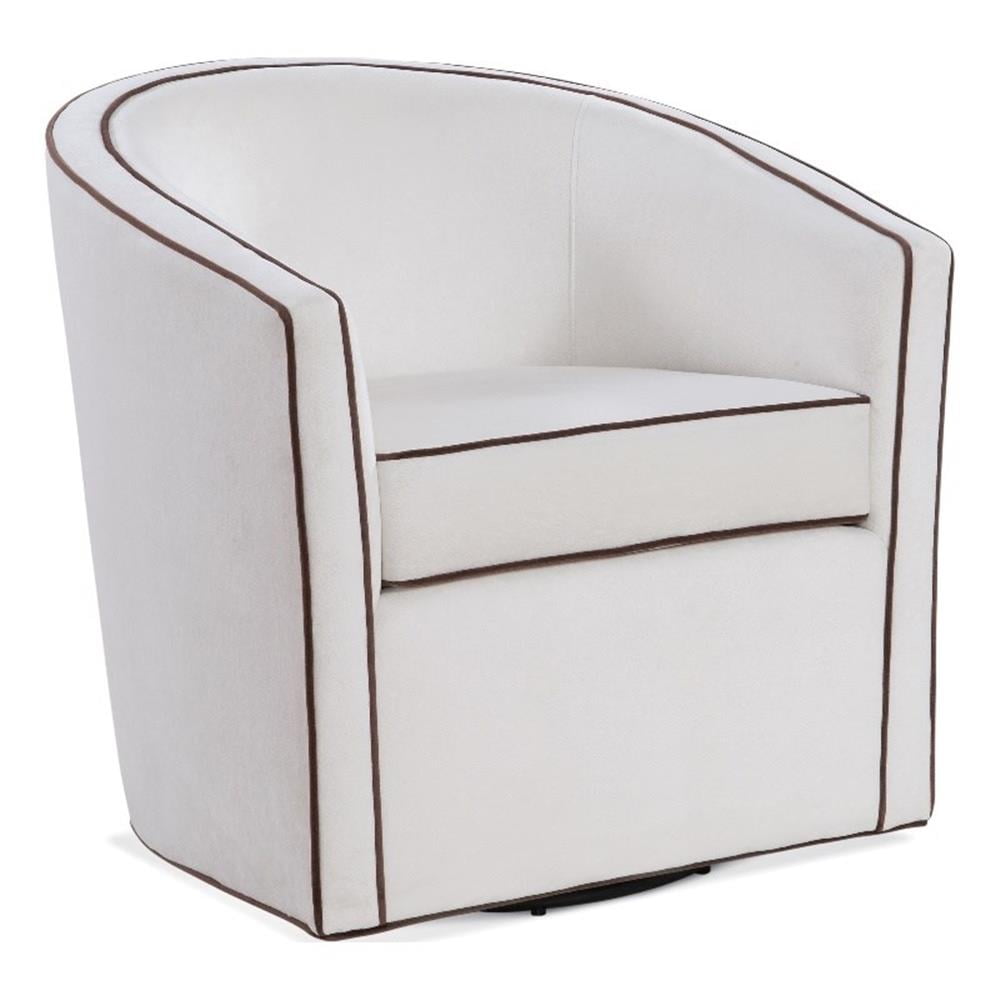 Keely Cream Velvet Barrel Swivel Accent Chair