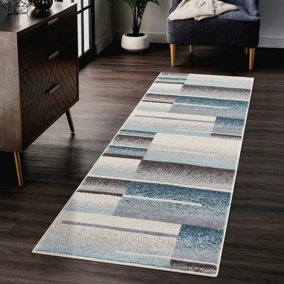Keen Home Design Geometric Area Runner Rugs Elite Collection Non-Shedding Kitchen Living Room Bedroom Dining Room Entryway Area Rug, Actual Size: 2’8’’ x 9’11’’