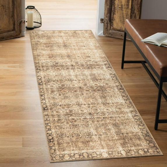 Keen Home Design Machine Washable Area Rugs with Non-slip Backing, Ideal for Hallway, Living Room, Bedroom, Kitchen and Laundry Room, Vintage Moroccan and Low Pile Rug - ( 2'6'' x 7')
