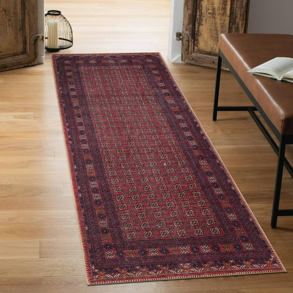 Keen Home Design Machine Washable Area Rugs with Non-slip Backing, Ideal for Hallway, Living Room, Bedroom, Kitchen and Laundry Room, Vintage Moroccan and Low Pile Rug - ( 2'6'' x 10')
