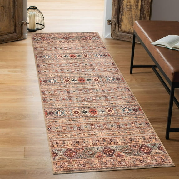 Keen Home Design Machine Washable Area Rugs with Non-slip Backing, Ideal for Hallway, Living Room, Bedroom, Kitchen and Laundry Room, Vintage Moroccan and Low Pile Rug - ( 2'6'' x 7')