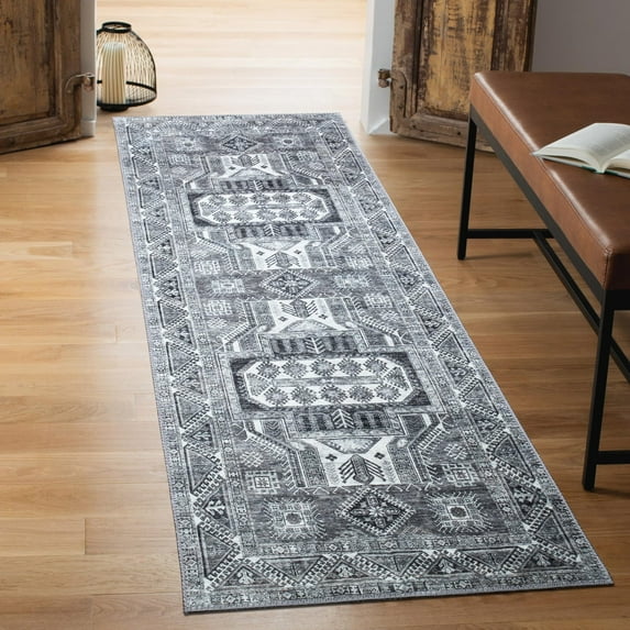 Keen Home Design Machine Washable Area Rugs with Non-slip Backing, Ideal for Hallway, Living Room, Bedroom, Kitchen and Laundry Room, Vintage Moroccan and Low Pile Rug - ( 2'6'' x 10')