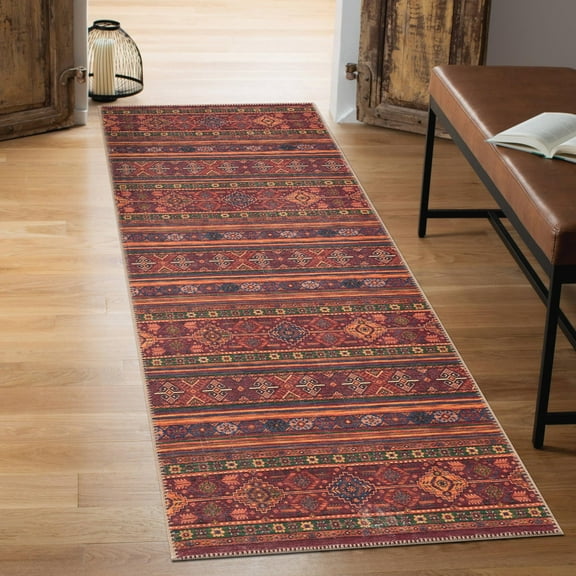 Keen Home Design Machine Washable Area Rugs with Non-slip Backing, Ideal for Hallway, Living Room, Bedroom, Kitchen and Laundry Room, Vintage Moroccan and Low Pile Rug - ( 2'6'' x 12' )