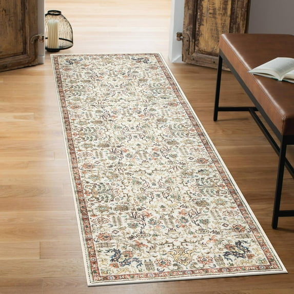 Keen Home Design Machine Washable Area Rugs with Non-slip Backing, Ideal for Hallway, Living Room, Bedroom, Kitchen and Laundry Room, Vintage Moroccan and Low Pile Rug - ( 2'6'' x 7')