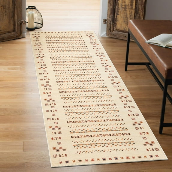 Keen Home Design Machine Washable Area Rugs with Non-slip Backing, Ideal for Hallway, Living Room, Bedroom, Kitchen and Laundry Room, Vintage Moroccan and Low Pile Rug - ( 2'6'' x 7')