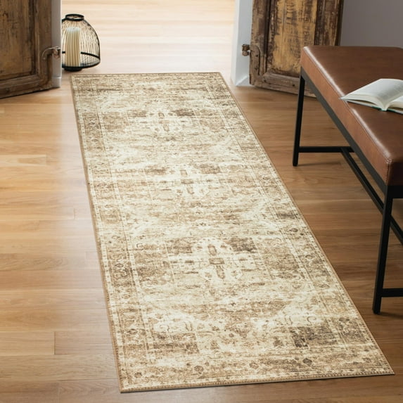 Keen Home Design Machine Washable Area Rugs with Non-slip Backing, Ideal for Hallway, Living Room, Bedroom, Kitchen and Laundry Room, Vintage Moroccan and Low Pile Rug - ( 2'6'' x 7')
