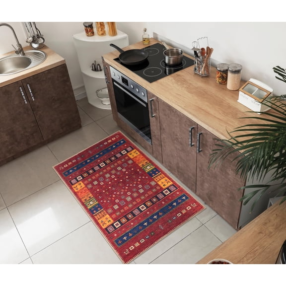 Keen Home Design Machine Washable Area Rugs with Non-slip Backing, Ideal for Hallway, Living Room, Bedroom, Kitchen and Laundry Room, Vintage Moroccan and Low Pile Rug ( 2' x 3' )