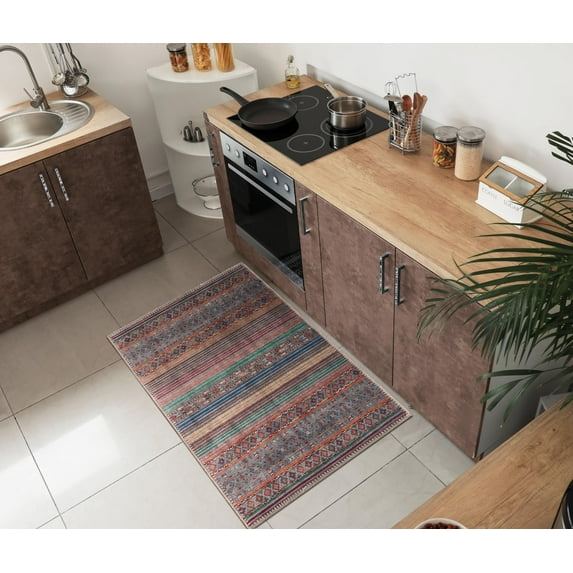 Keen Home Design Machine Washable Area Rugs with Non-slip Backing, Ideal for Hallway, Living Room, Bedroom, Kitchen and Laundry Room, Vintage Moroccan and Low Pile Rug ( 2' x 3' )