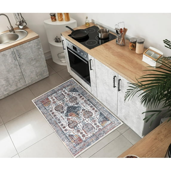 Keen Home Design Machine Washable Area Rugs with Non-slip Backing, Ideal for Hallway, Living Room, Bedroom, Kitchen and Laundry Room, Vintage Moroccan and Low Pile Rug ( 2' x 3' )