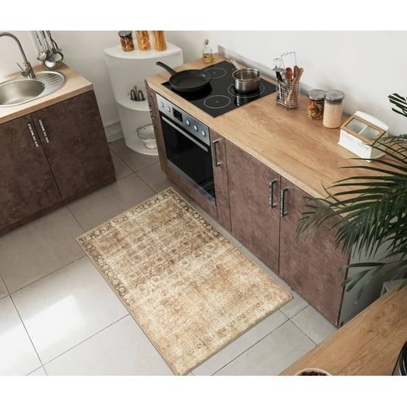 Keen Home Design Machine Washable Area Rugs with Non-slip Backing, Ideal for Hallway, Living Room, Bedroom, Kitchen and Laundry Room, Vintage Moroccan and Low Pile Rug ( 2' x 3' )
