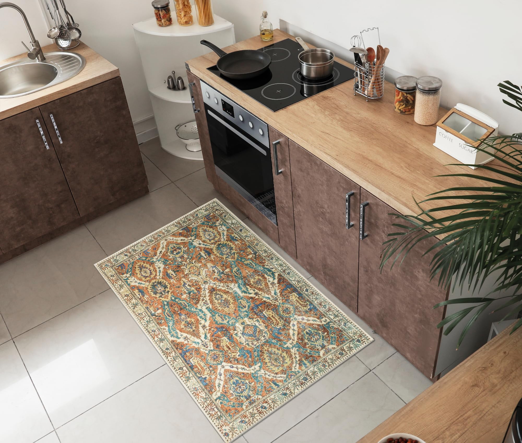 Keen Home Design Machine Washable Area Rugs with Non-slip Backing, Ideal for Hallway, Living Room, Bedroom, Kitchen and Laundry Room, Vintage Moroccan and Low Pile Rug ( 2' x 3' )