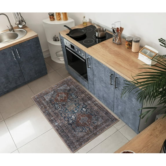 Keen Home Design Machine Washable Area Rugs with Non-slip Backing, Ideal for Hallway, Living Room, Bedroom, Kitchen and Laundry Room, Vintage Moroccan and Low Pile Rug ( 2' x 3' )