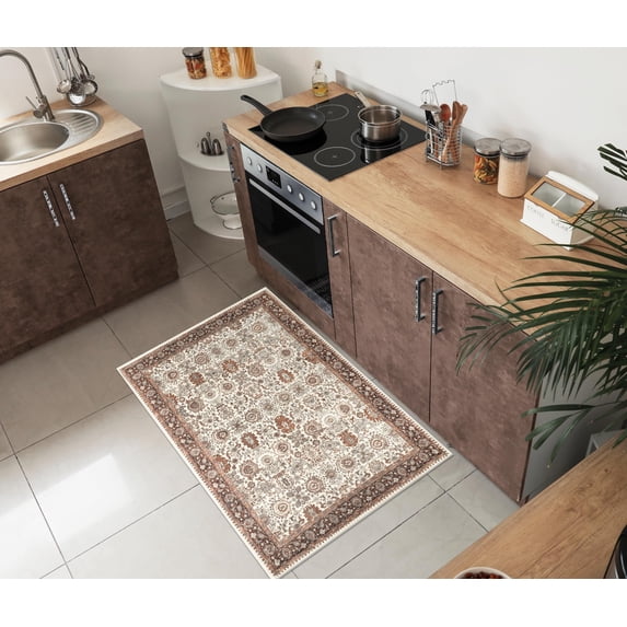 Keen Home Design Machine Washable Area Rugs with Non-slip Backing, Ideal for Hallway, Living Room, Bedroom, Kitchen and Laundry Room, Vintage Moroccan and Low Pile Rug ( 2' x 3' )