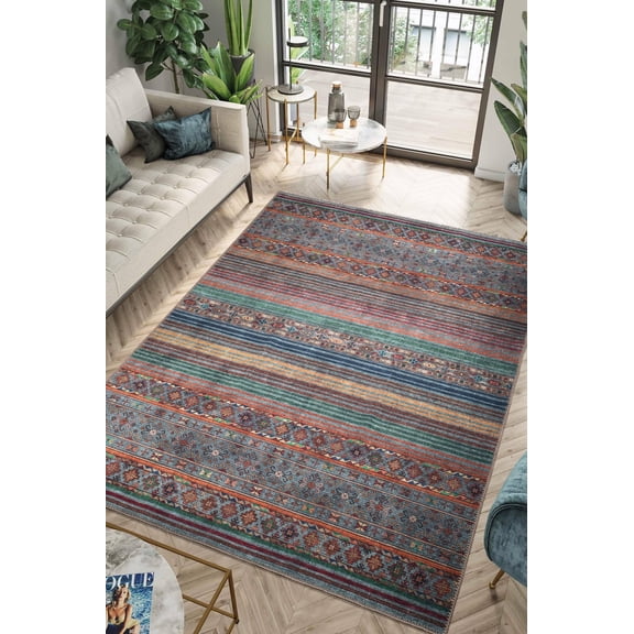 Keen Home Design Machine Washable Area Rugs with Non-slip Backing, Ideal for Hallway, Living Room, Bedroom, Kitchen and Laundry Room, Vintage Moroccan and Low Pile Rug ( 3' x 5' )