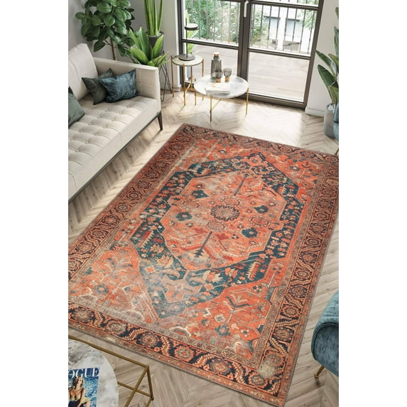 Keen Home Design Machine Washable Area Rugs with Non-slip Backing, Ideal for Hallway, Living Room, Bedroom, Kitchen and Laundry Room, Vintage Moroccan and Low Pile Rug ( 3' x 5' )