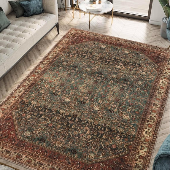 Keen Home Design Machine Washable Area Rugs with Non-slip Backing, Ideal for Hallway, Living Room, Bedroom, Kitchen and Laundry Room, Vintage Moroccan and Low Pile Rug ( 3' x 5' )