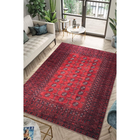 Keen Home Design Machine Washable Area Rugs with Non-slip Backing, Ideal for Hallway, Living Room, Bedroom, Kitchen and Laundry Room, Vintage Moroccan and Low Pile Rug - ( 4' x 6' )