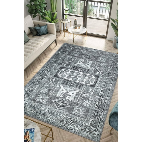 Keen Home Design Machine Washable Area Rugs with Non-slip Backing, Ideal for Hallway, Living Room, Bedroom, Kitchen and Laundry Room, Vintage Moroccan and Low Pile Rug - ( 4' x 6' )