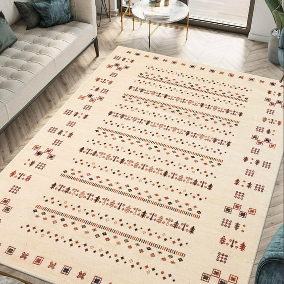 Keen Home Design Machine Washable Area Rugs with Non-slip Backing, Ideal for Hallway, Living Room, Bedroom, Kitchen and Laundry Room, Vintage Moroccan and Low Pile Rug - ( 5' x 7' )