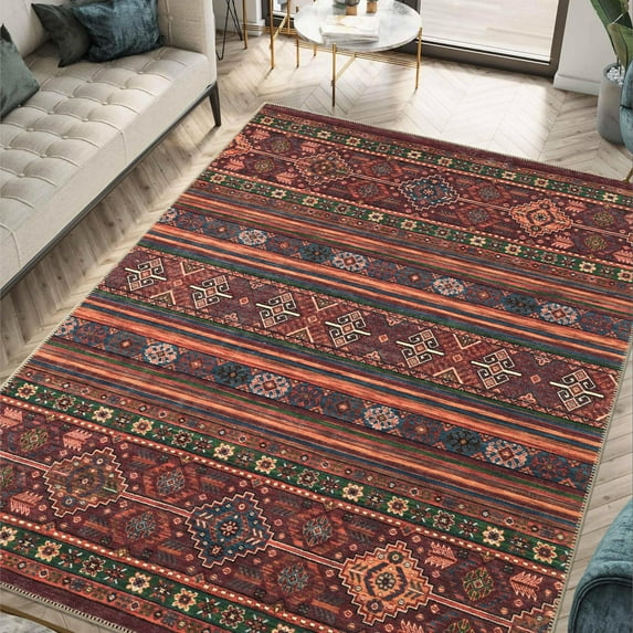 Keen Home Design Machine Washable Area Rugs with Non-slip Backing, Ideal for Hallway, Living Room, Bedroom, Kitchen and Laundry Room, Vintage Moroccan and Low Pile Rug - ( 5' x 7' )