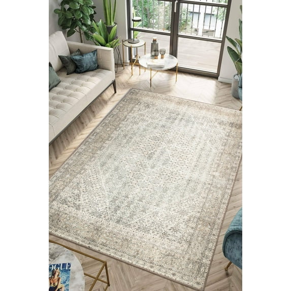 Keen Home Design Machine Washable Area Rugs with Non-slip Backing, Ideal for Hallway, Living Room, Bedroom, Kitchen and Laundry Room, Vintage Moroccan and Low Pile Rug - ( 6' x 9' )