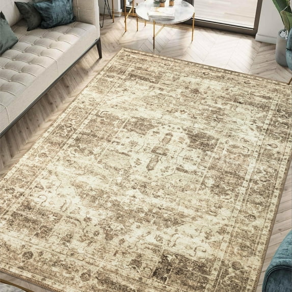 Keen Home Design Machine Washable Area Rugs with Non-slip Backing, Ideal for Hallway, Living Room, Bedroom, Kitchen and Laundry Room, Vintage Moroccan and Low Pile Rug - ( 6' x 9' )