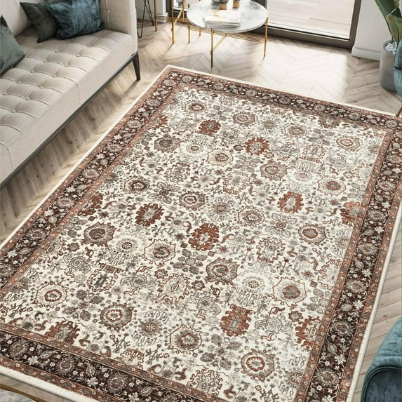 Keen Home Design Machine Washable Area Rugs with Non-slip Backing, Ideal for Hallway, Living Room, Bedroom, Kitchen and Laundry Room, Vintage Moroccan and Low Pile Rug - ( 6' x 9' )
