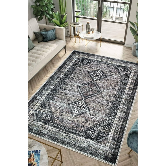Keen Home Design Machine Washable Area Rugs with Non-slip Backing, Ideal for Hallway, Living Room, Bedroom, Kitchen and Laundry Room, Vintage Moroccan and Low Pile Rug - ( 9' x 12' )